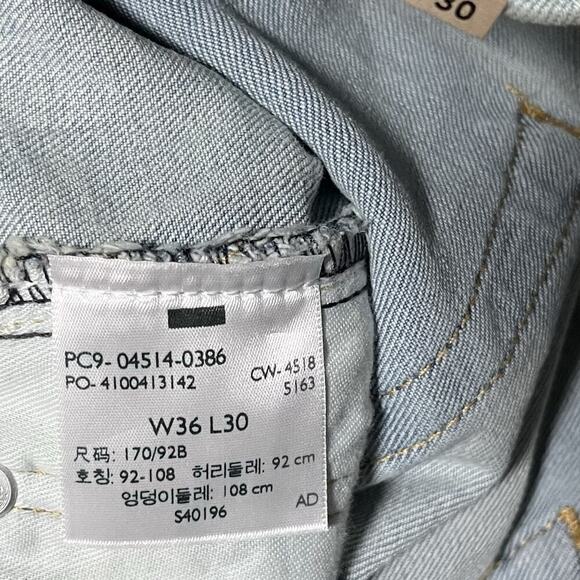 Levis 514 Straight Leg Men's Jeans 36x30 Blue Zip Fly Light Wash NEW - Picture 7 of 8